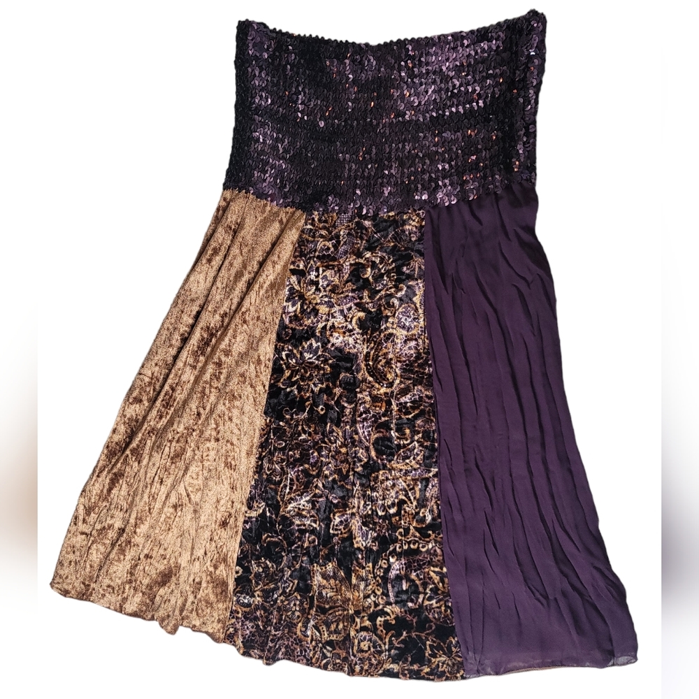 Strapless Mixed-Media Boho Mini Dress